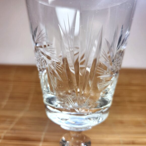 Pinwheel Wine Glass Cut Crystal Bohemian Highly Decoratively Cut Faceted Stem - Picture 6 of 6